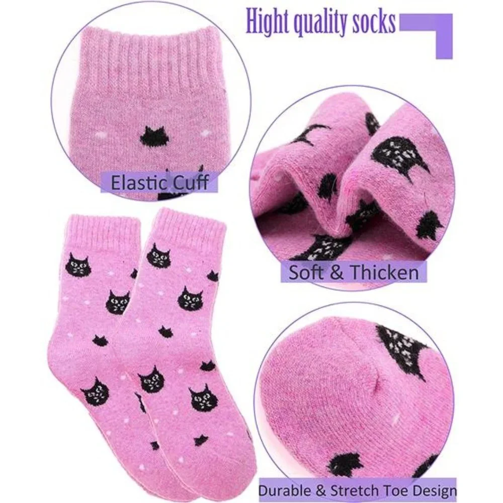 5 Pack Women's Wool Socks Thick Thermal Cozy Cabin Crew Socks